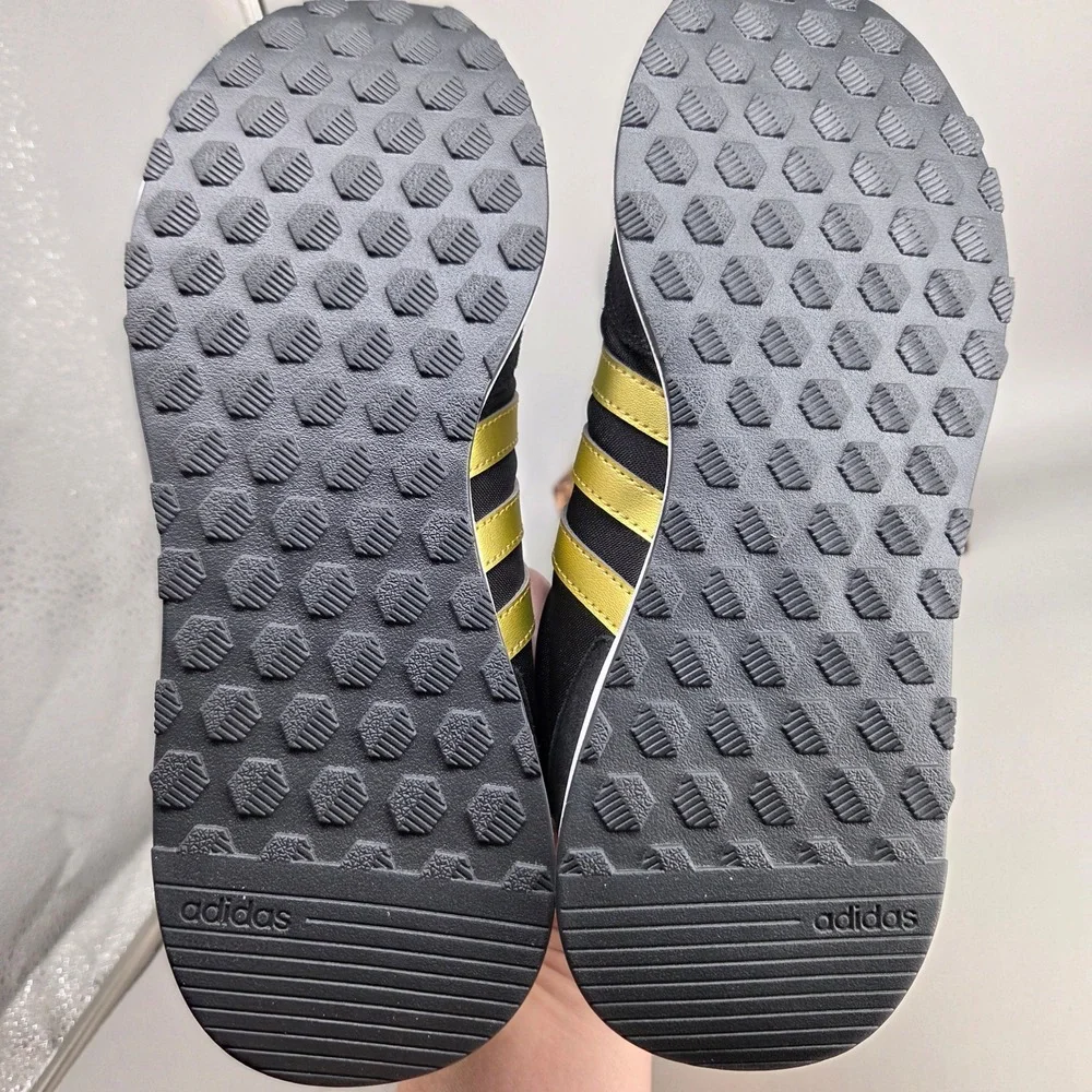 Adidas Run 60s 2.0 Shoes Mens 8 Black Gold GX1714 Retro Lifestyle Sneakers
